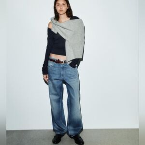 NWT Zara Denim TRF Blue Low Rise Baggy Tapered Jeans